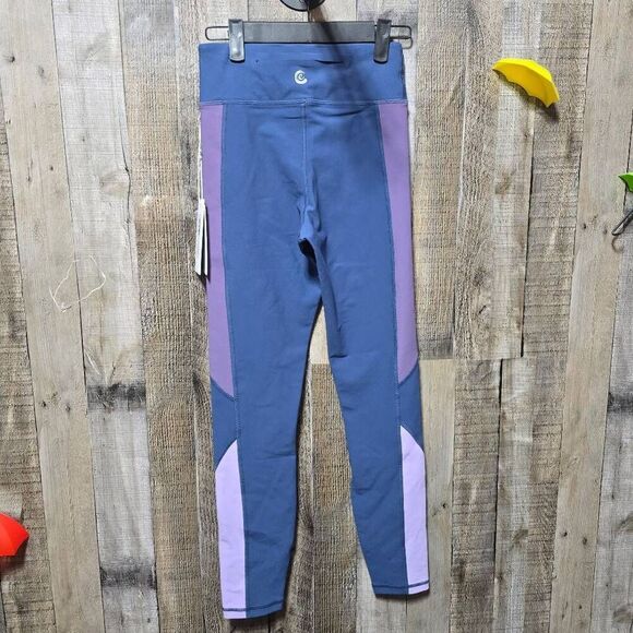 Calme Johnny Was Blue and Purple Color Block Athletic Leggings NWT - Picture 2 of 6